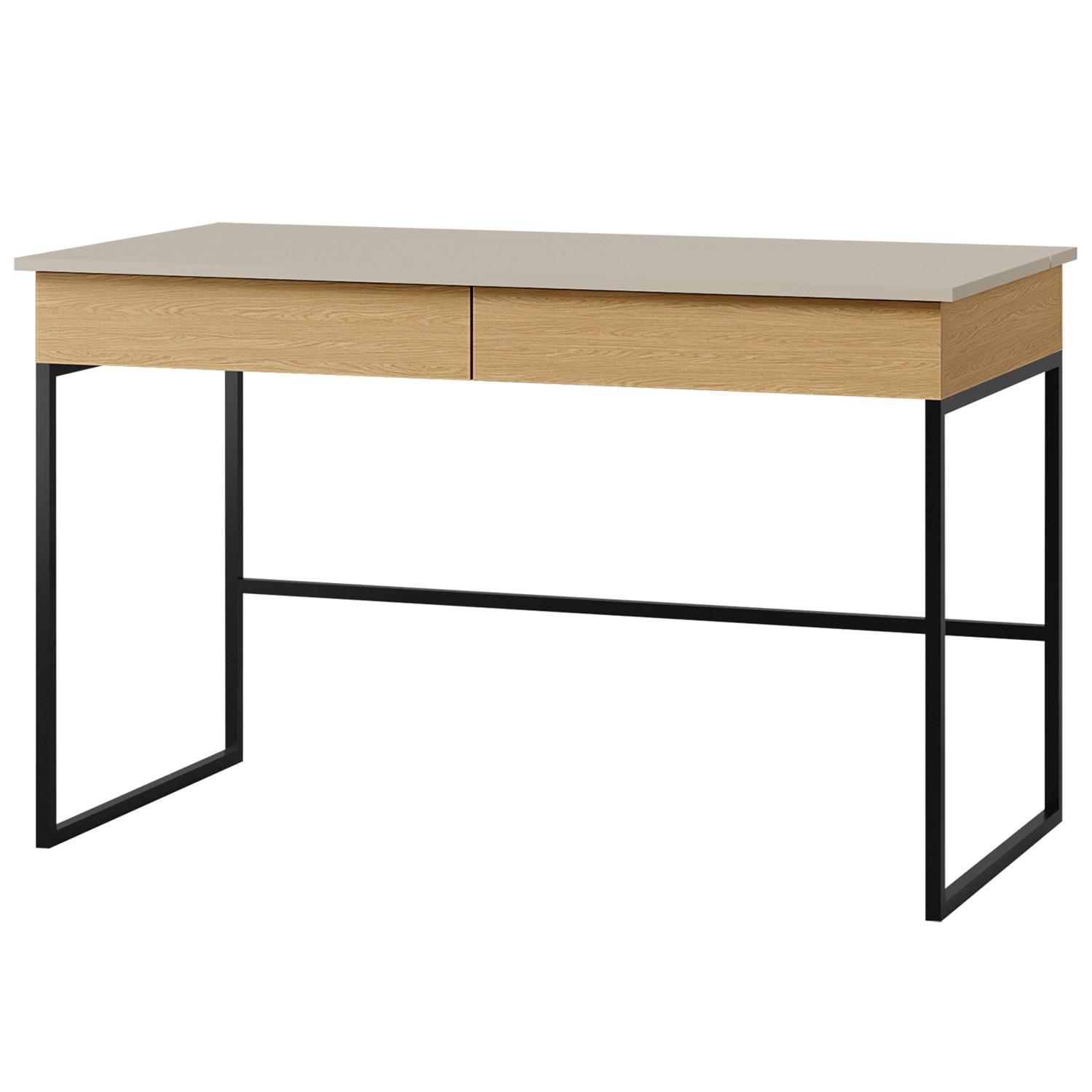SCHREIBTISCH Largo mit 2 Schubladen, für Jugendzimmer, Metallbeinen, Kaschmir/Frühlings-Eiche - Kaschmir/Eichefarben, Holzwerkstoff/Metall (60/125/76cm) - Beautysofa