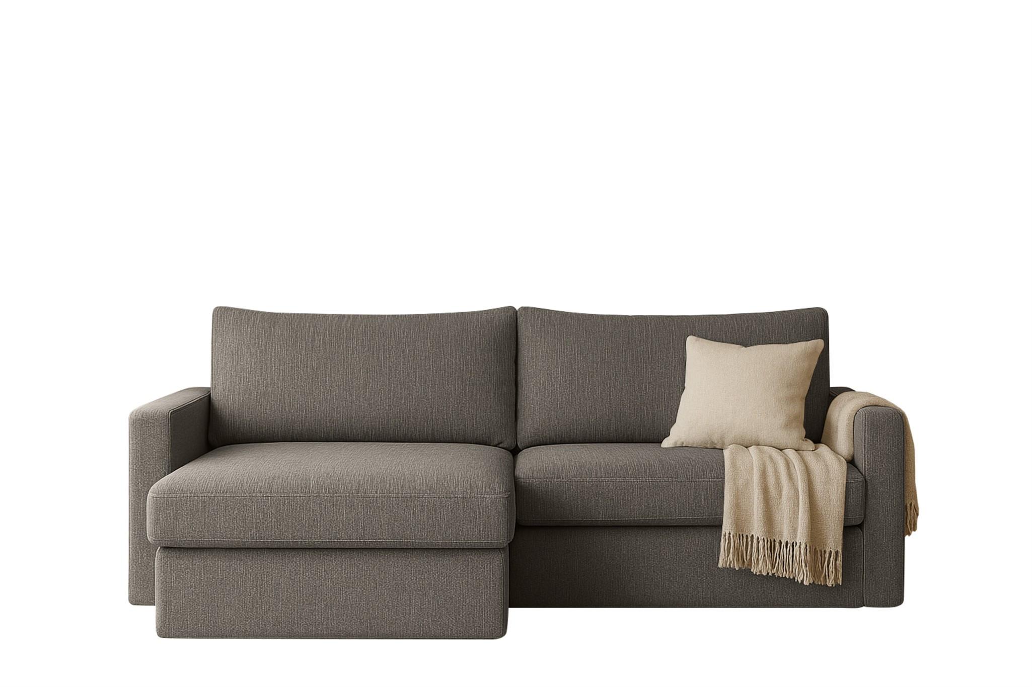 ECKSOFA Bendik In Faro - Grau, Holzwerkstoff/Textil (224/140cm) - Fun Möbel