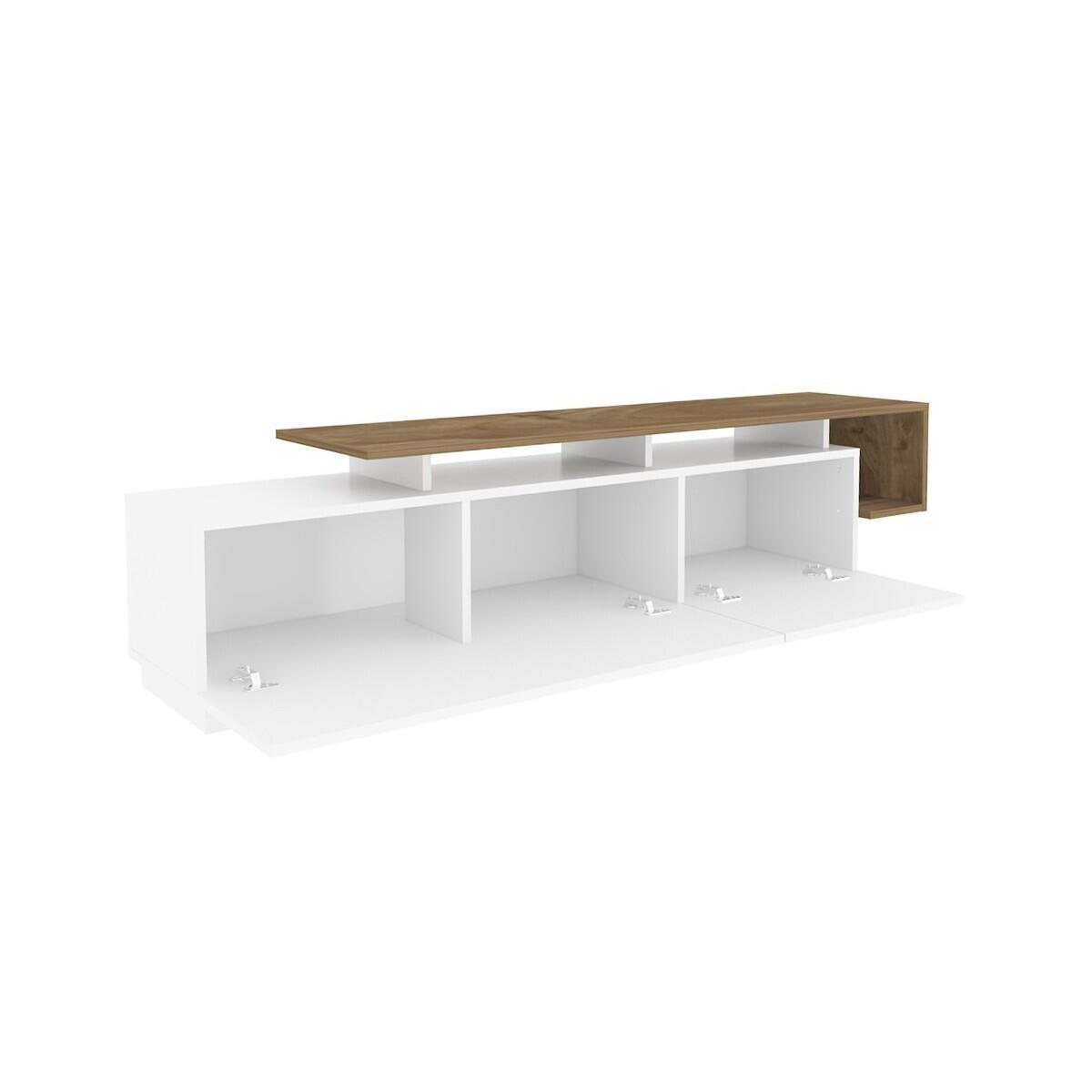 TV-MÖBEL mit 2 Klapptüren 38,9/180/46,4 cm - Weiß, Holzwerkstoff (38.9/46.4/171cm) - Calicosy