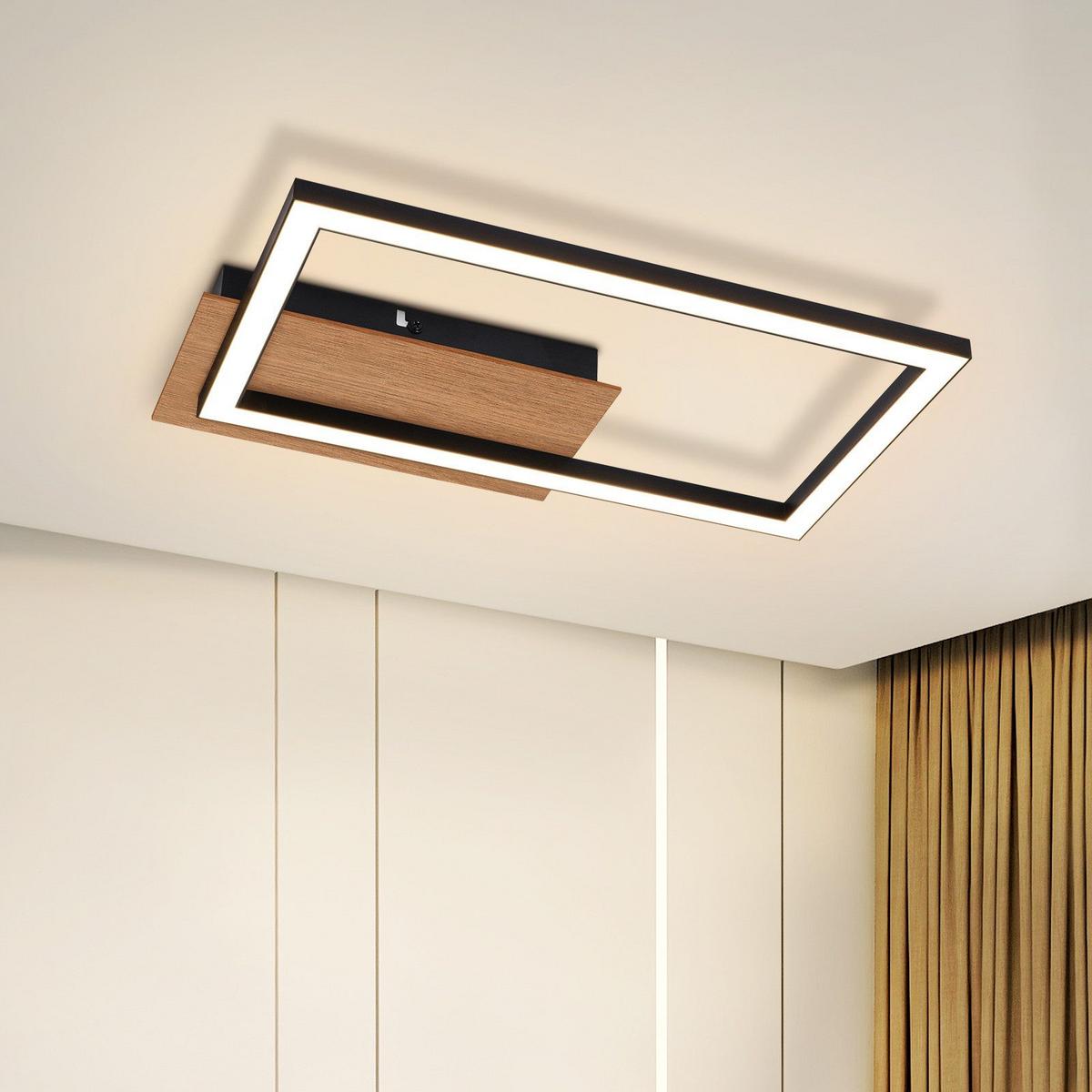 LED-DECKENLEUCHTE French 25.6/20.6/4.1 cm - Schwarz, Metall (25.6/20.6/4.1cm) - Nettlife