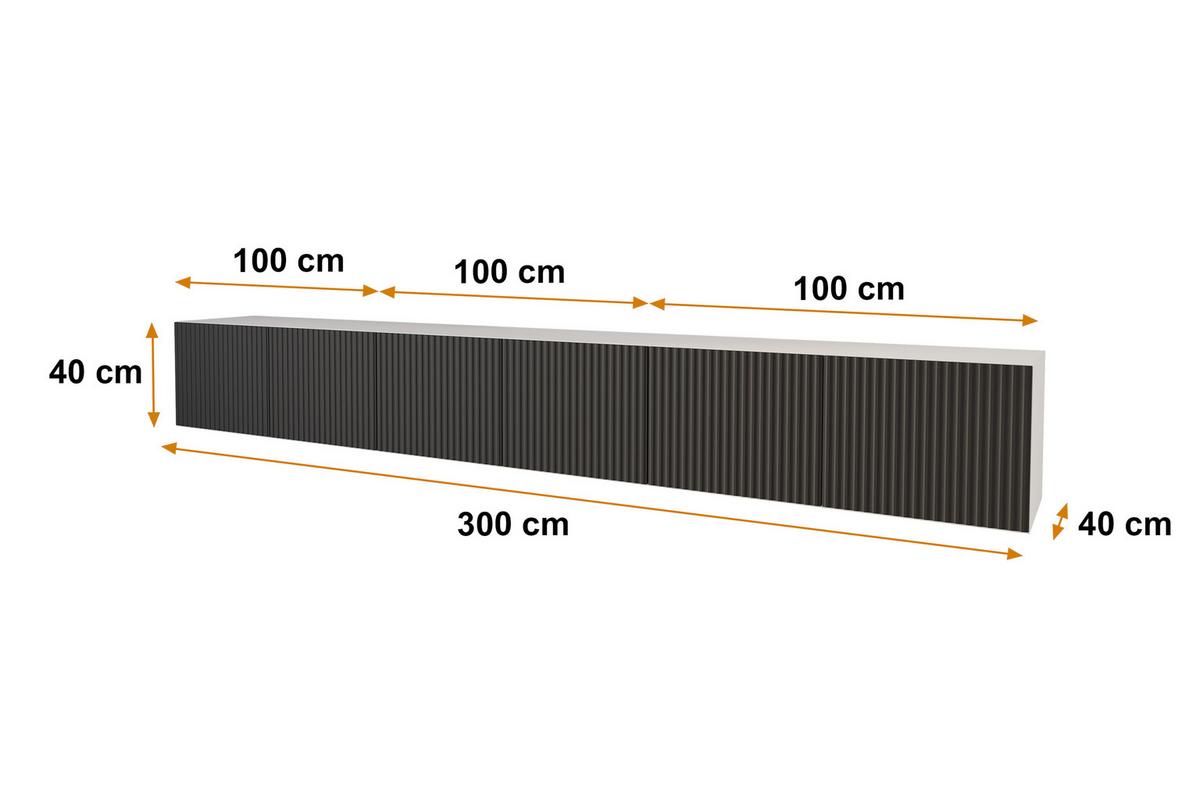 LOWBOARD NOA-2-W 3x100x40x40 cm - Weiß / Schwarz - Schwarz, Holzwerkstoff (300/40/40cm) - ALTDECOR