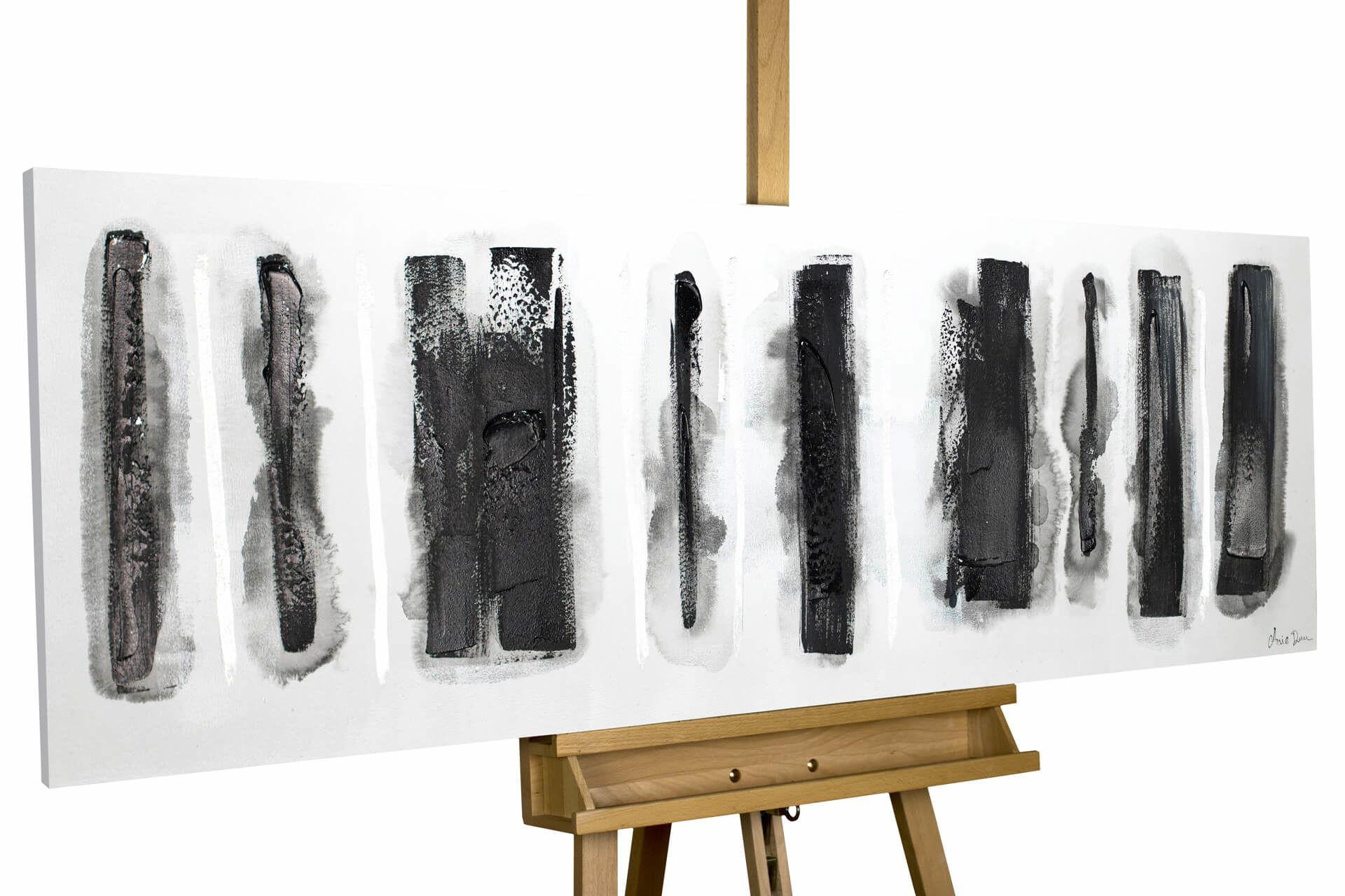 ACRYLBILD HANDGEMALT 150/50 cm - Schwarz, Holz/Textil (150/50cm) - KUNSTLOFT
