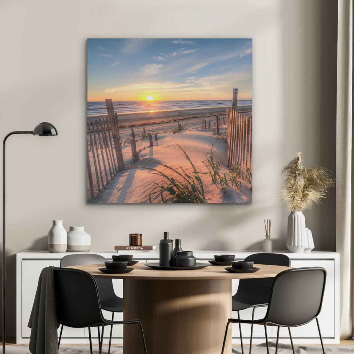 AKUSTIKBILD Strand - Meer - Düne - Sonnenuntergang - Landschaft Akustikpaneele 90x90 cm - Beige, Kunststoff (90/90/0.9cm) - MuchoWow