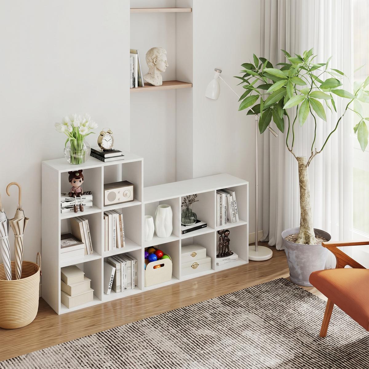 BÜCHERREGAL Spanplatte Weiß - Weiß, Holzwerkstoff (29.5/91.5/61.5cm) - HOMCOM
