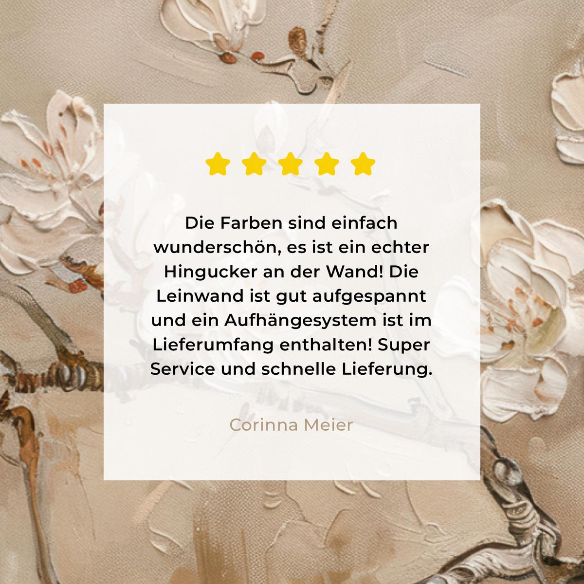 LEINWANDBILD Blumen - Modern - Beige - Weiß - Blüte Gemälde 60x40 cm - Beige, Textil (60/40cm) - MuchoWow