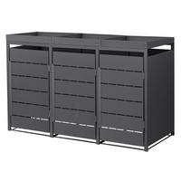 MÜLLTONNENBOX 3er mit Pflanzdach 240L 196x80x124 cm Anthrazit aus Stahl - Anthrazit, Metall (80/124/196cm) - ML-DESIGN