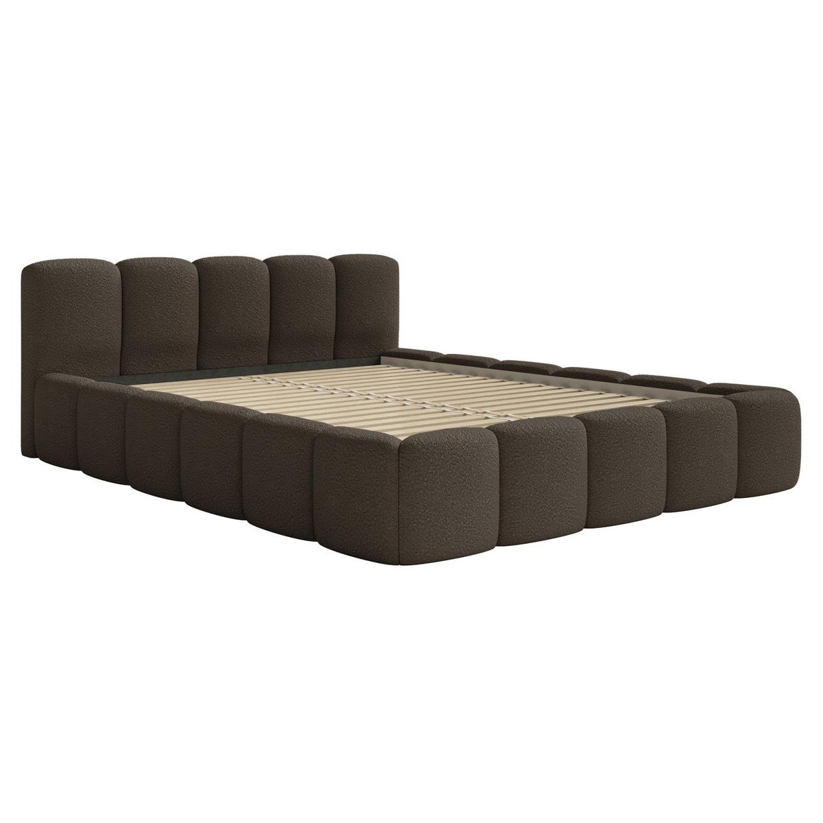POLSTERBETT Cloudy Low Braun Bouclé, 120x200 cm - Schwarz/Braun, Kunststoff/Textil (120/200cm) - Selsey