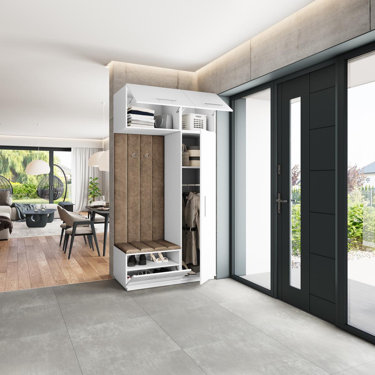 GARDEROBENSCHRANK REMA 120/240/60 cm Modern Garderobe-Set Weiß - Weiß/Mokka, Holzwerkstoff (120/240/60cm) - MASSENO