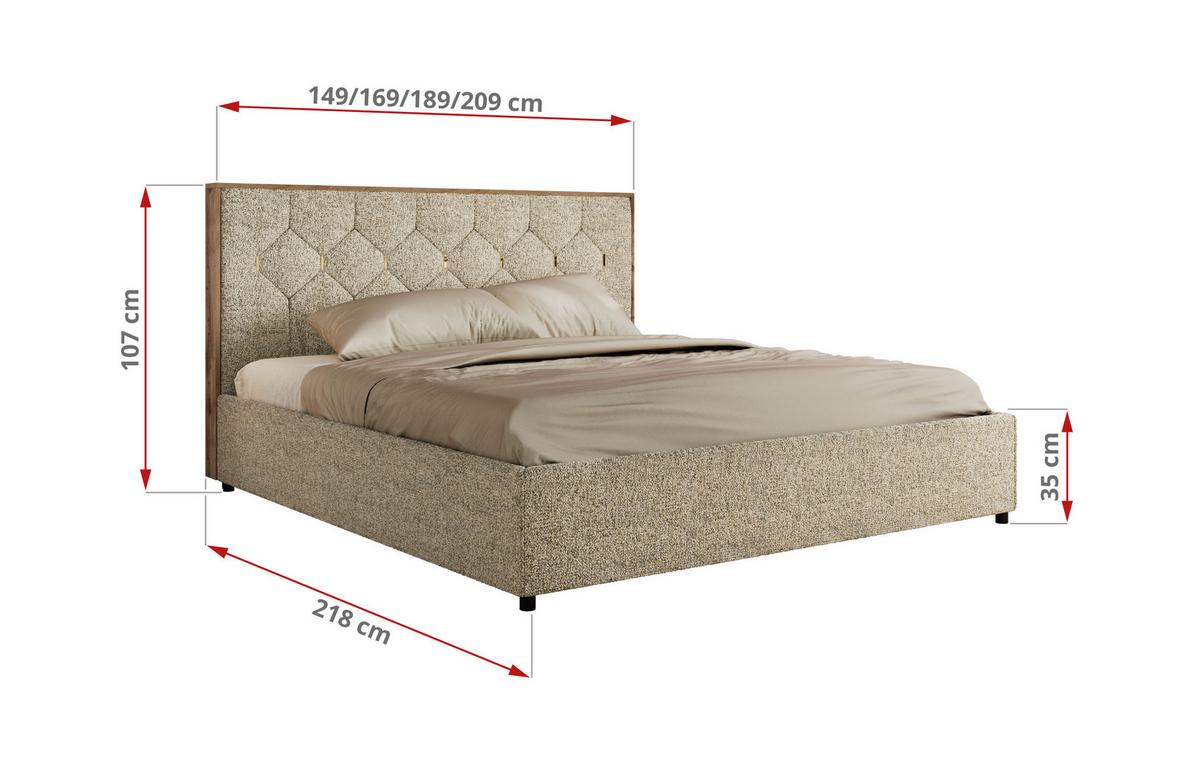 POLSTERBETT LARINO CLASSIC 140/200 - Beige Strukture - Multipocket-Matratze - Beige, Textil (140/200cm) - MKS