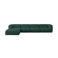 ECKSOFA Ottomane Links MIRA-L3 409x179x70 Grün Velours - Dunkelgrün/Schwarz, Holzwerkstoff/Kunststoff (409/179cm) - ALTDECOR