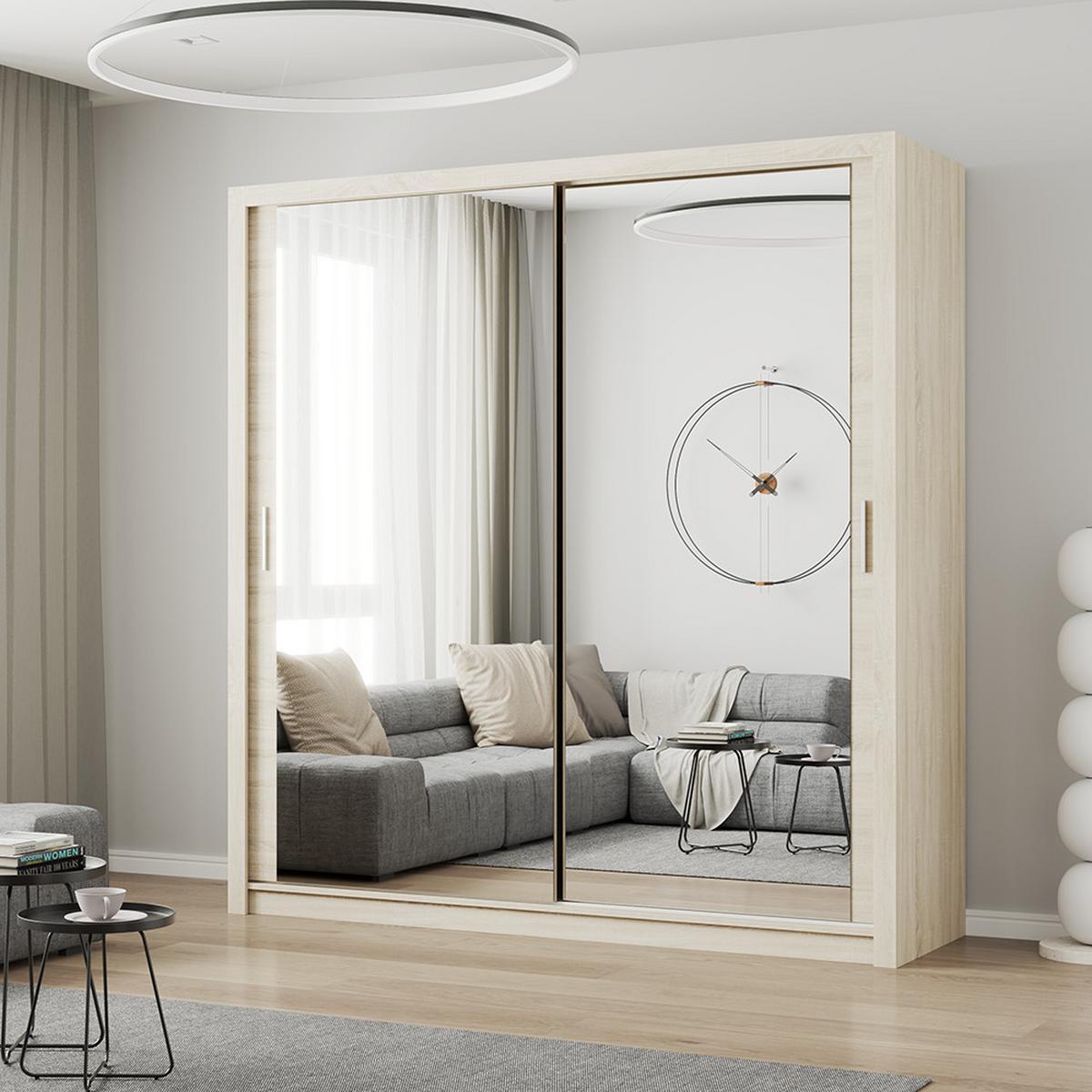 KLEIDERSCHRANK Milan 203 cm, 203/215/64, 2-türig, Sonoma-Eiche - Sonoma Eiche, Holzwerkstoff (203/215/64cm) - imoebel24