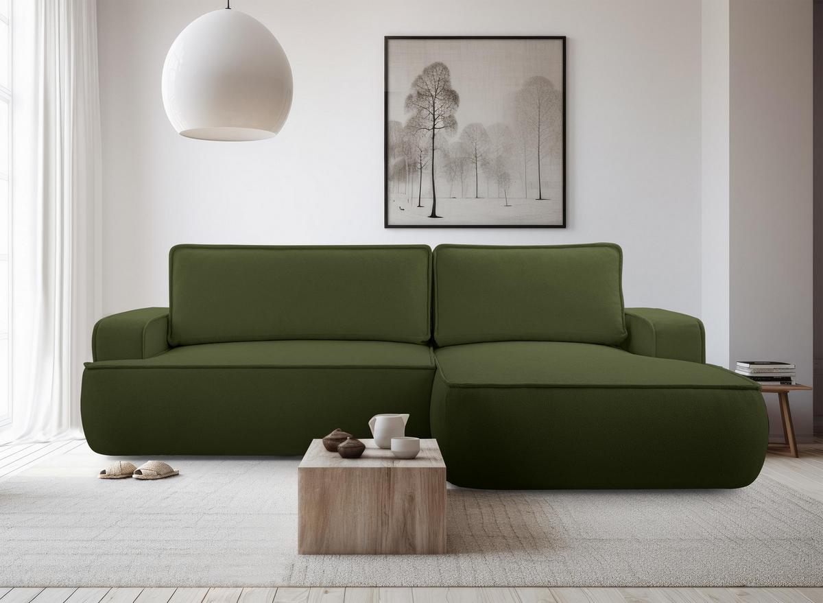 ECKSOFA L Form Ablia Dunkelgrün 267/168/87 cm mit Schlaffunktion R - Schwarz/Grün, Kunststoff/Textil (267/168cm) - AX Living