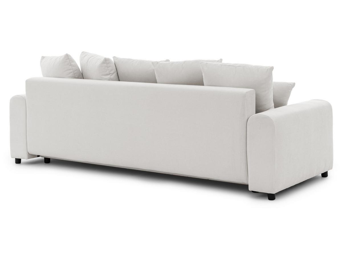 SCHLAFSOFA Calma mit Bettkasten im Bumpy-Design aus weichem Creme Webstoff - Creme/Schwarz, Holz/Kunststoff (239/88/98cm) - S-Style