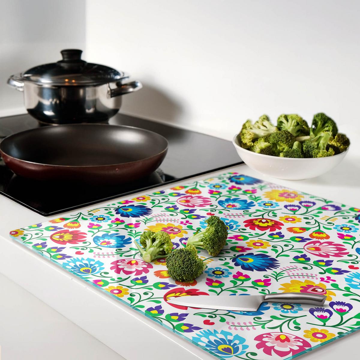 GLASPLATTE 60x52 cm Ethnisches Muster - Multicolor, Glas (60/0.4/52cm) - TULUP