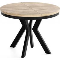 ESSTISCH Savio Neo rund ausziehbar verlängerbar, Eiche Sonoma Hellbraun 90-190/90/77 cm - Schwarz/Sonoma Eiche, Holz/Holzwerkstoff (90/190/77cm) - WFL GROUP