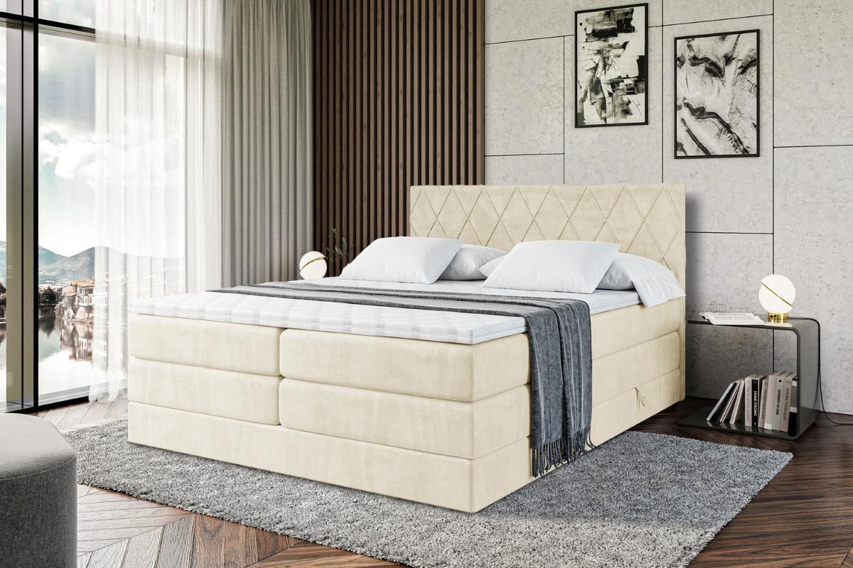 BOXSPRINGBETT LEPARO KING - 120 x 200 - H3/H4 - Beige - Beige, Holzwerkstoff (120/200cm) - ALTDECOR