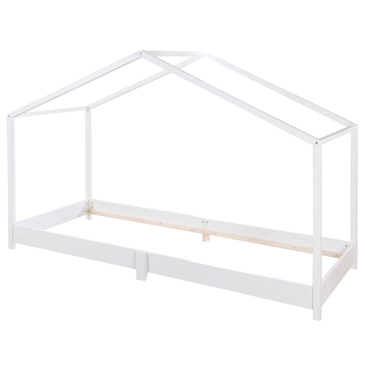 HAUSBETT 90 x 200 cm Bodentief inkl. Latterost weiß - Weiß, Holzwerkstoff (90/200cm) - Roba