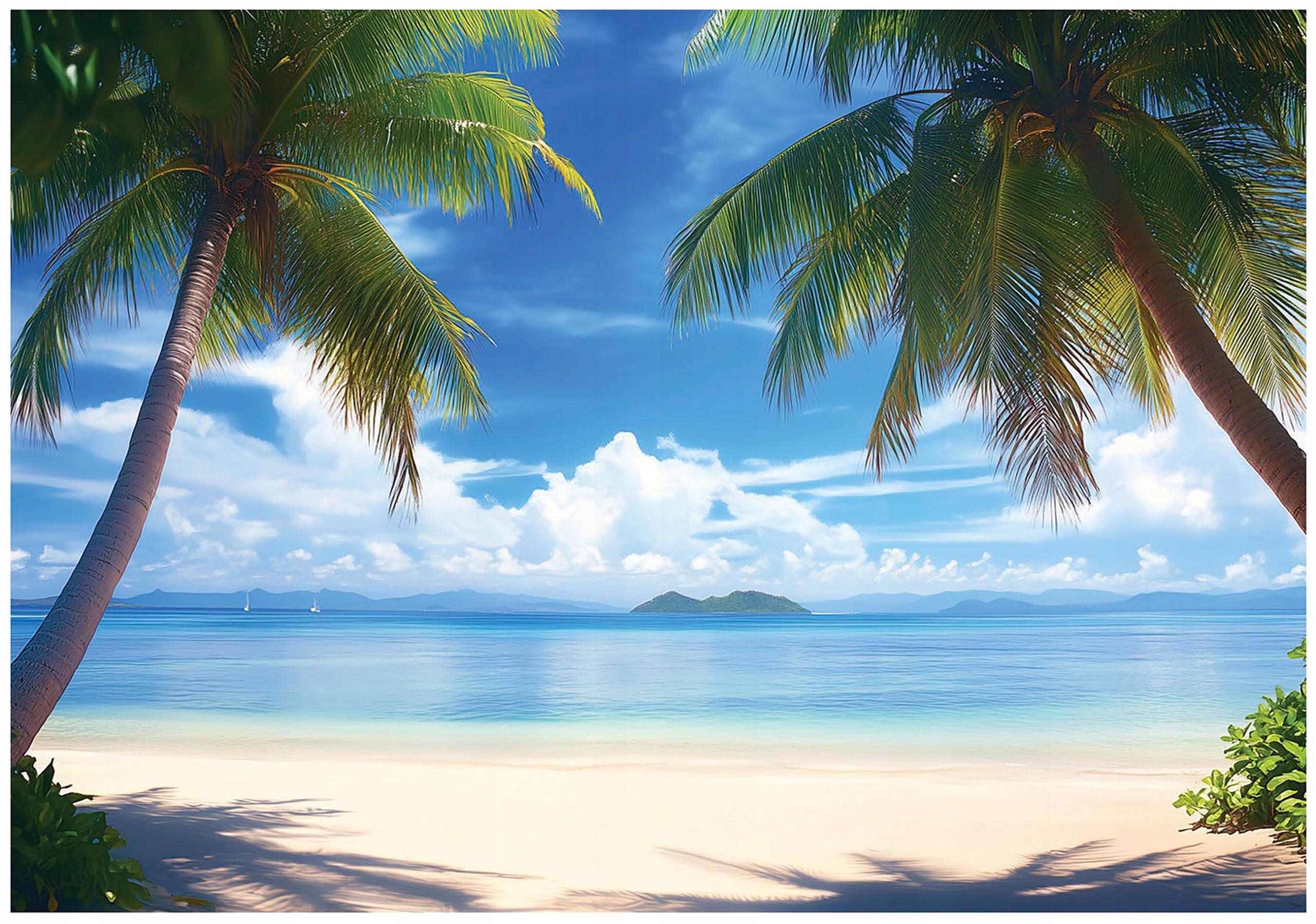 FOTOTAPETE 3D Effekt Strand Meer Palmen Hawaii 150x105 - Multicolor, Papier (150/105cm) - Wallarena