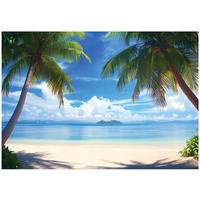 FOTOTAPETE 3D Effekt Strand Meer Palmen Hawaii 150x105 - Multicolor, Papier (150/105cm) - Wallarena