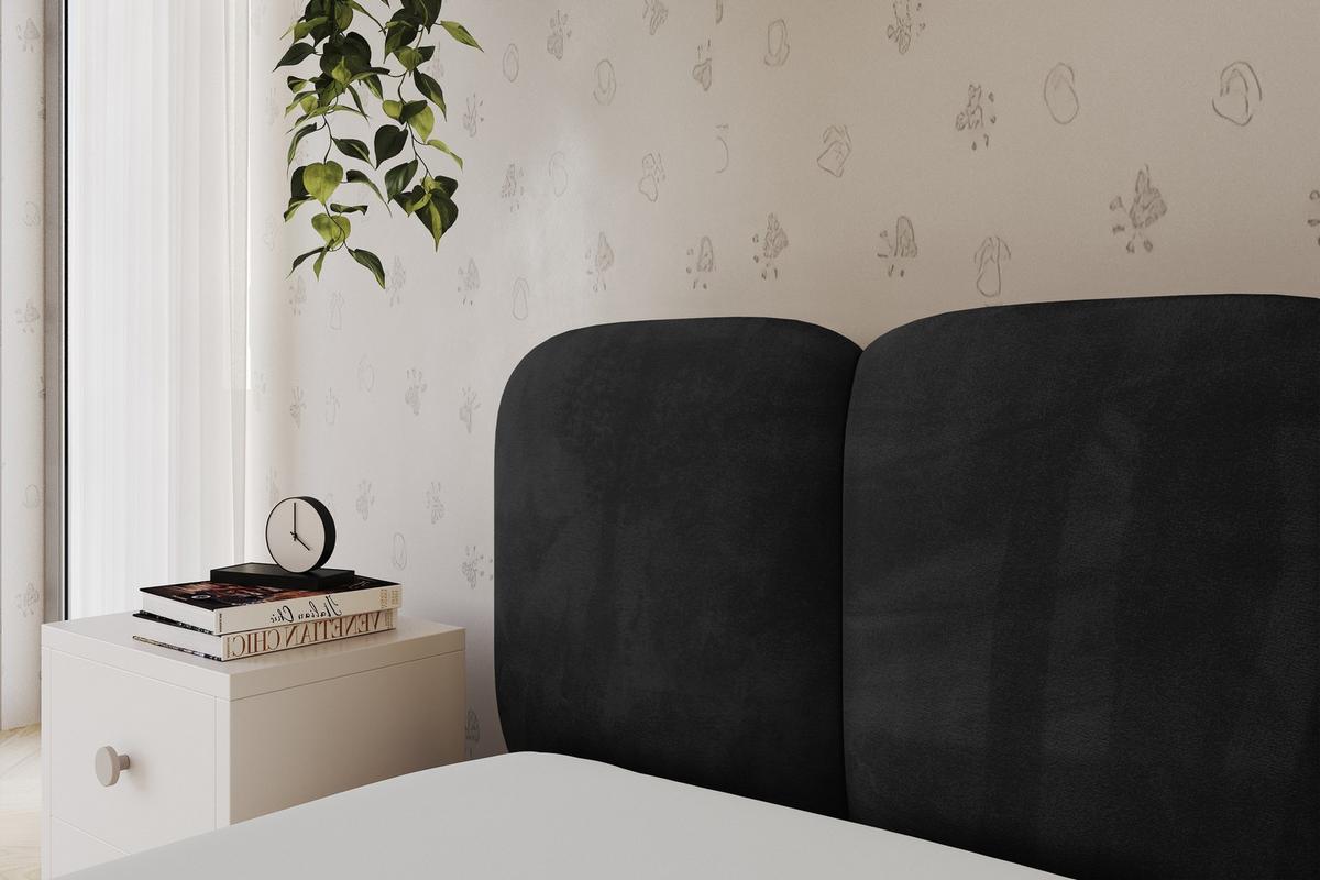 EINZELLBETT Jugendbett mit Bettkasten, Rechts - AVRY 90x200 Schwarz - Anthrazit/Schwarz, Holzwerkstoff/Textil (90/200cm) - ALTDECOR