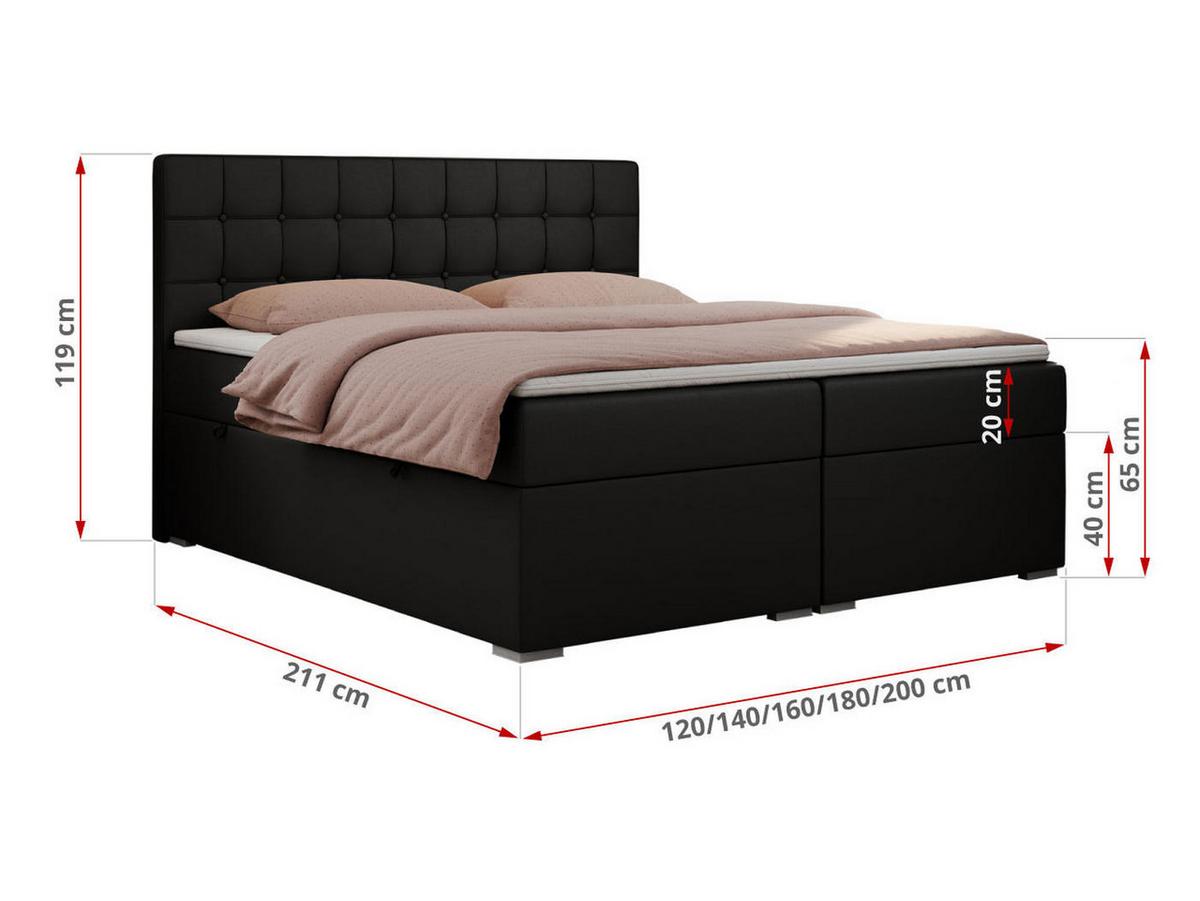 BOXBETT CARMEN 140/200 Schwarz Kunstleder - H3 - Schwarz, Holz/Textil (140/200cm) - MKS