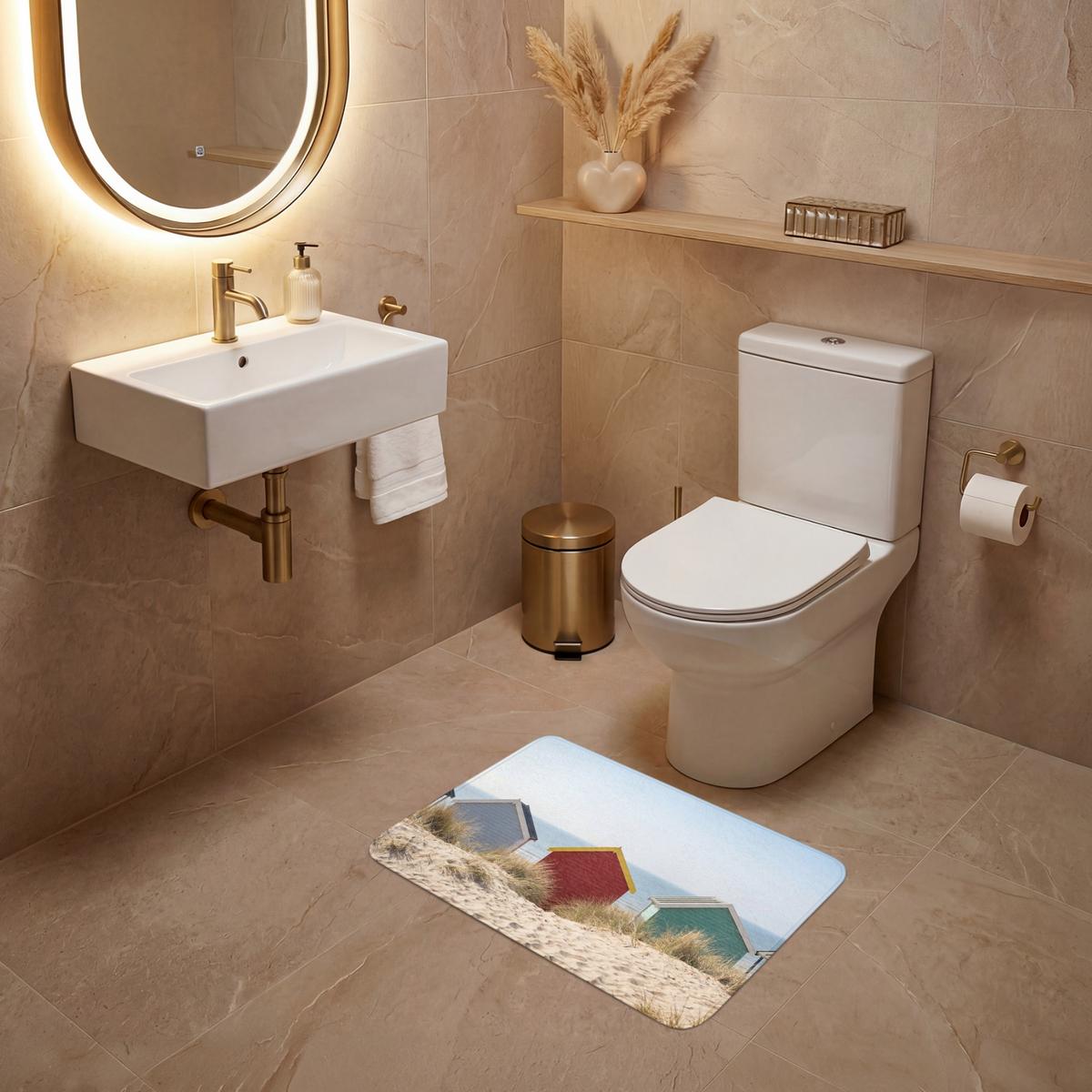 WC-VORLEGER Strand - Ferienhäuser - Farbenfroh - Dünen Toilettenvorleger 60x40 cm - Multicolor, Textil (60/1cm) - OnlyWow