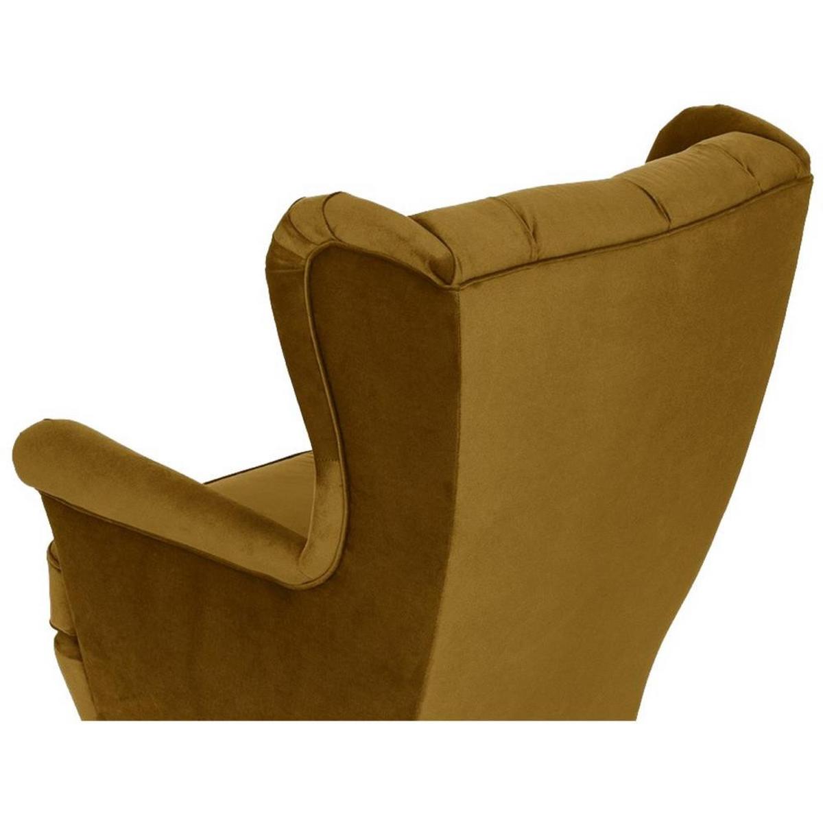 CHESTERFIELD-SESSEL Falco gelb mit Holzbeinen - Currygelb/Wengefarben, Holz/Textil (82/102/92cm) - Beautysofa