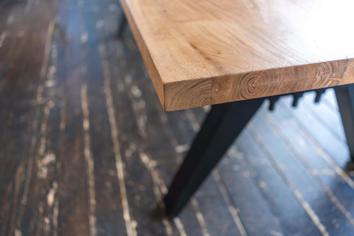 ESSTISCH MIT GERADER KANTE REY Braun Akazie - Schwarz/Braun, Holz/Metall (100/260/78cm) - KAWOLA