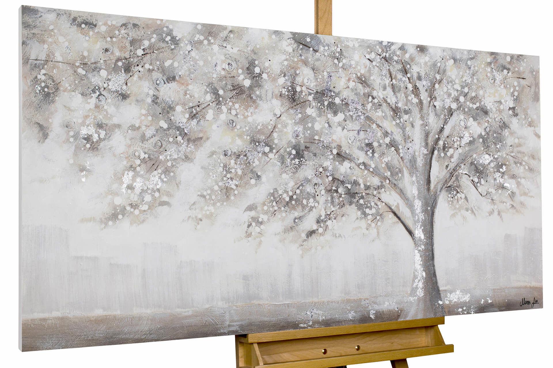 ACRYLBILD HANDGEMALT 120/60 cm - Weiß/Grau, Holz/Textil (120/60cm) - KUNSTLOFT