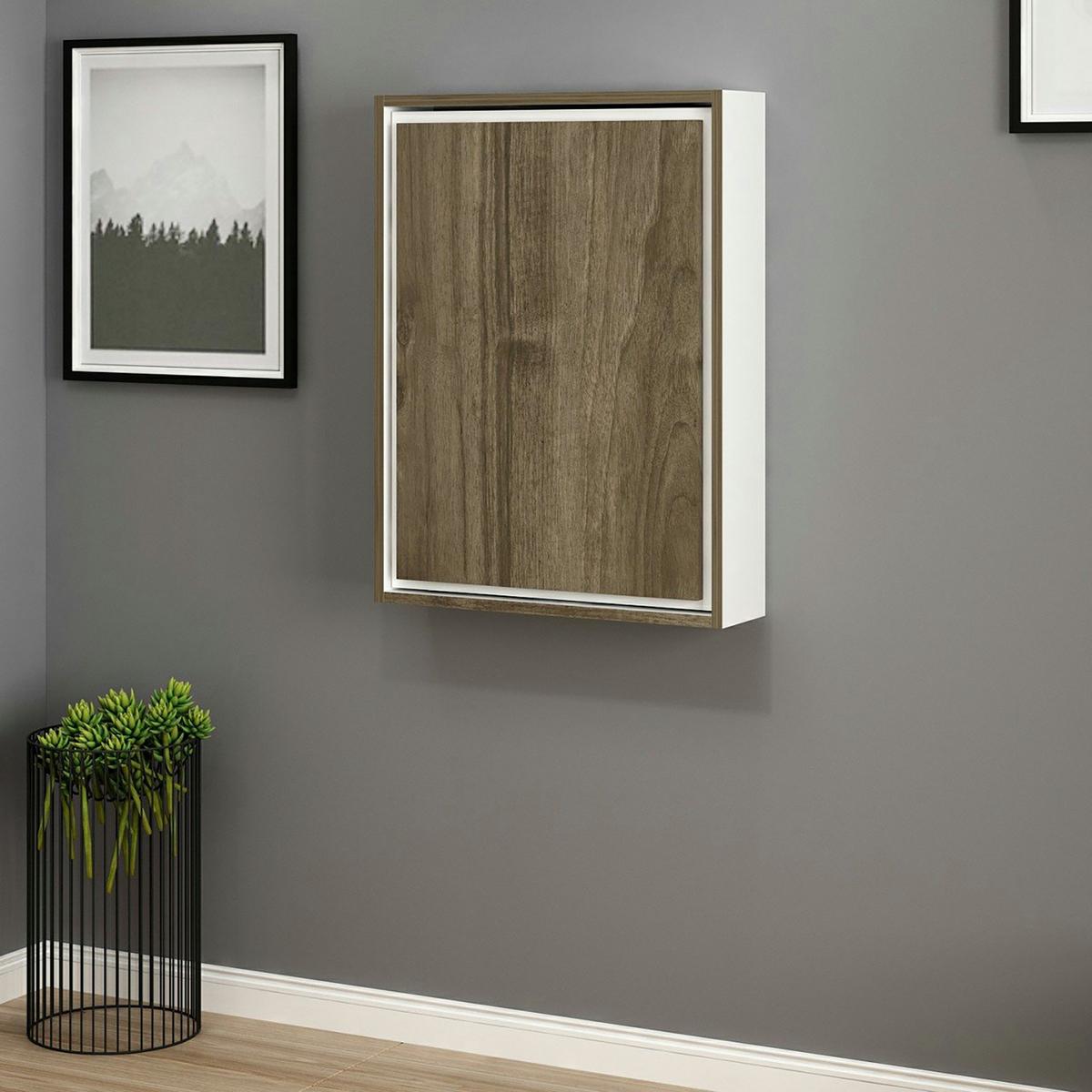 WANDKLAPPTISCH Greve - Walnussfarben/Weiß, Holzwerkstoff (77/75/58cm) - [en.casa]