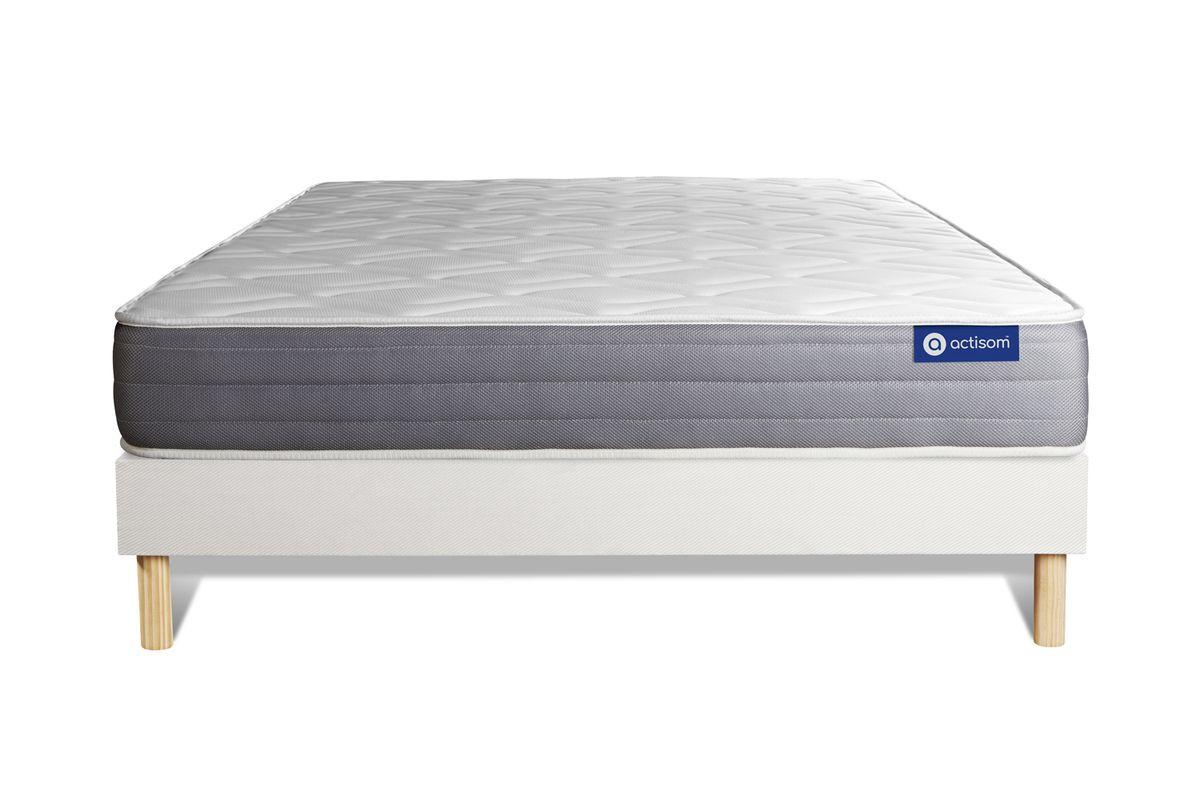 BETT Actiflex dream Taschenfederkern und Memory-Schaum 160 x 200 cm h1 - Kit Bettgestell Weiß - Beige/Weiß, Karton/Holz (160/200cm) - ACTISOM