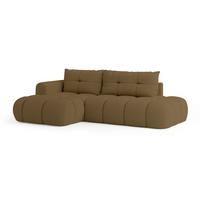 ECKSOFA FLUMA L-S Orange Boucle-Stoff mit Schlaffunktion - Orange, Holz (279/158cm) - MASSENO