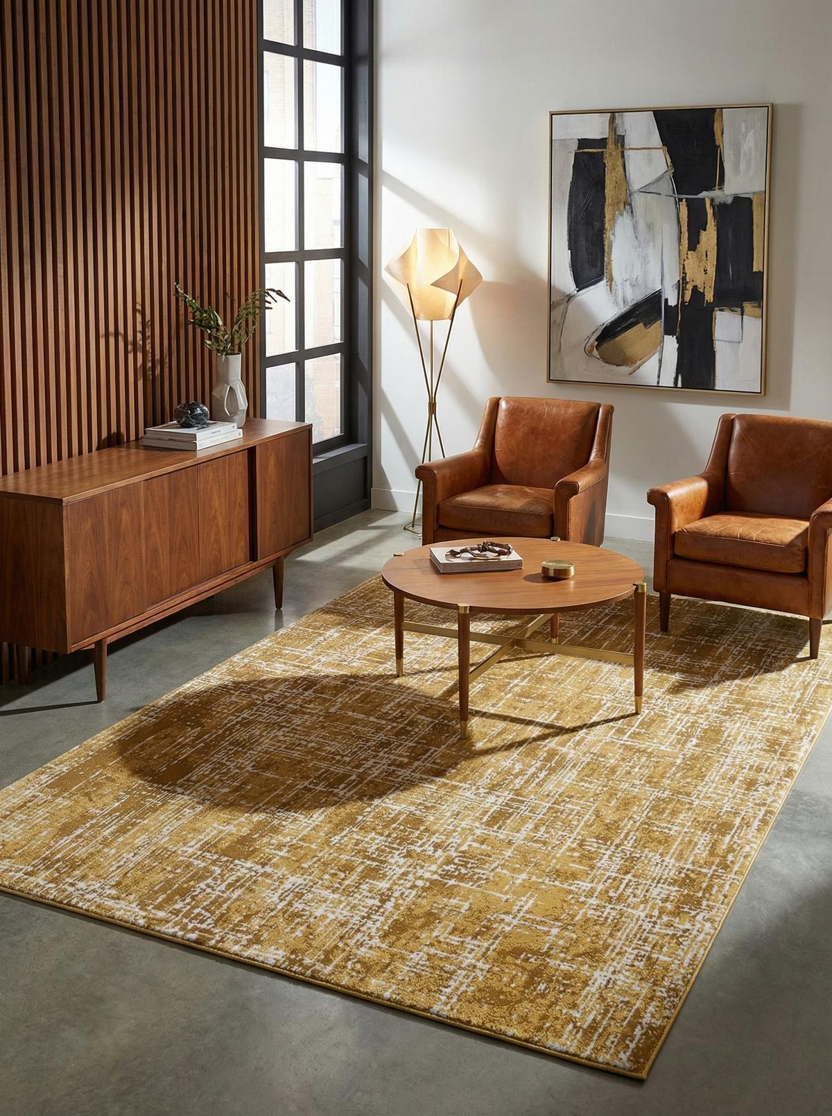 TEPPICH TIBER-Rom, abstrakt, Senfgelb, 120 x 170 cm - Gelb, Textil (170/120cm) - KADIMA DESIGN