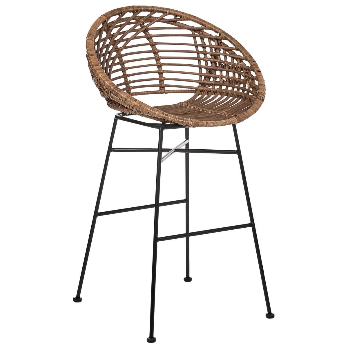 BARSTUHL 2er-Set Rattan Braun Windom - Braun, Naturmaterialen (56/95/51cm) - Beliani