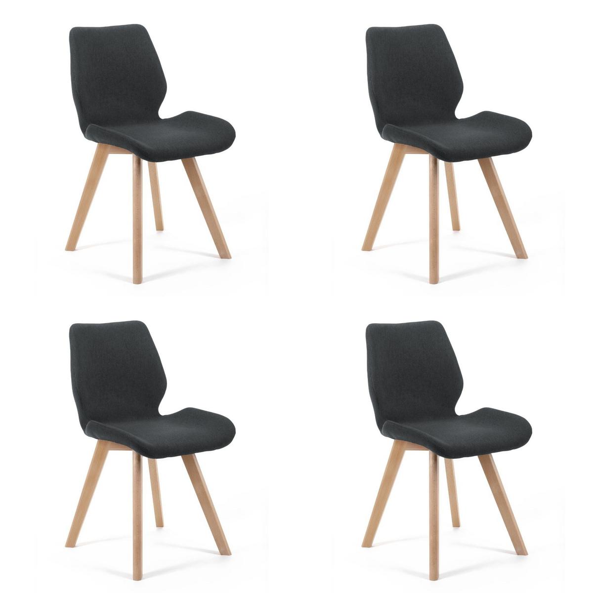 POLSTERSTUHL 4er Set, Holzbeine Schwarz 45,5/82,5/59 - Schwarz, Textil (45.5/82.5/59cm) - RAUMHIRSCH FURNITURE