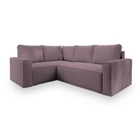 ECKSOFA ESTANO L-S Lila Kordstoff mit Schlaffunktion - Lila, Holz (230/158cm) - MASSENO