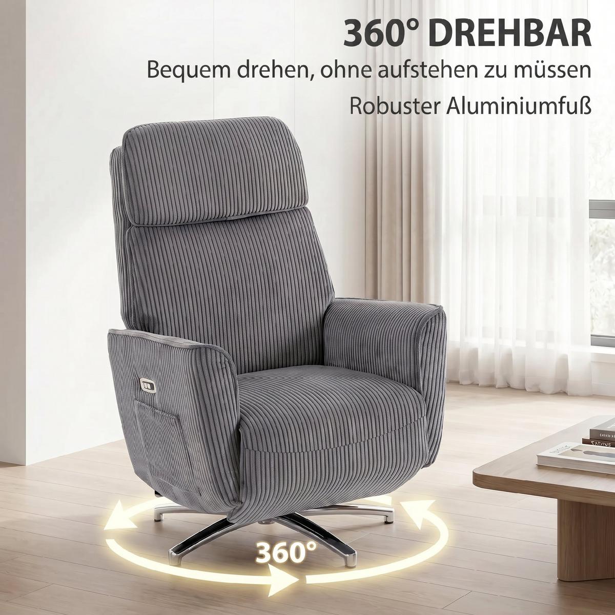 RELAXSESSEL Polyester Dunkelgrau - Dunkelgrau/Silberfarben, Textil/Metall (76/114/87cm) - HOMCOM