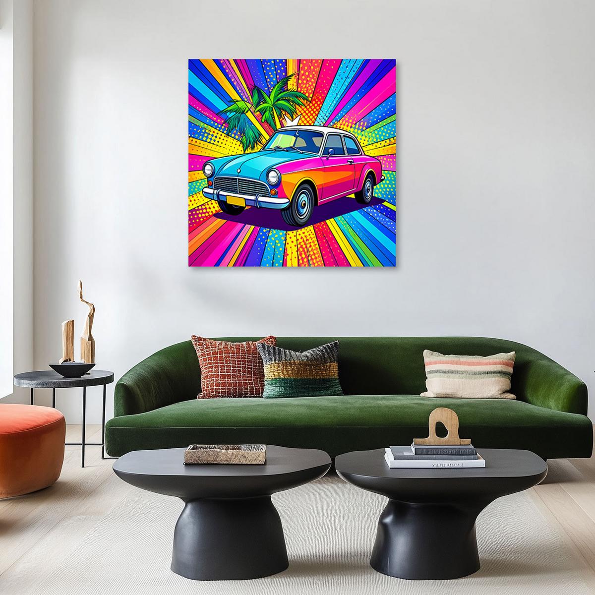LEINWANDBILDER, Altes Auto im Pop Art Stil - Multicolor, Textil (20/20cm) - Feeby