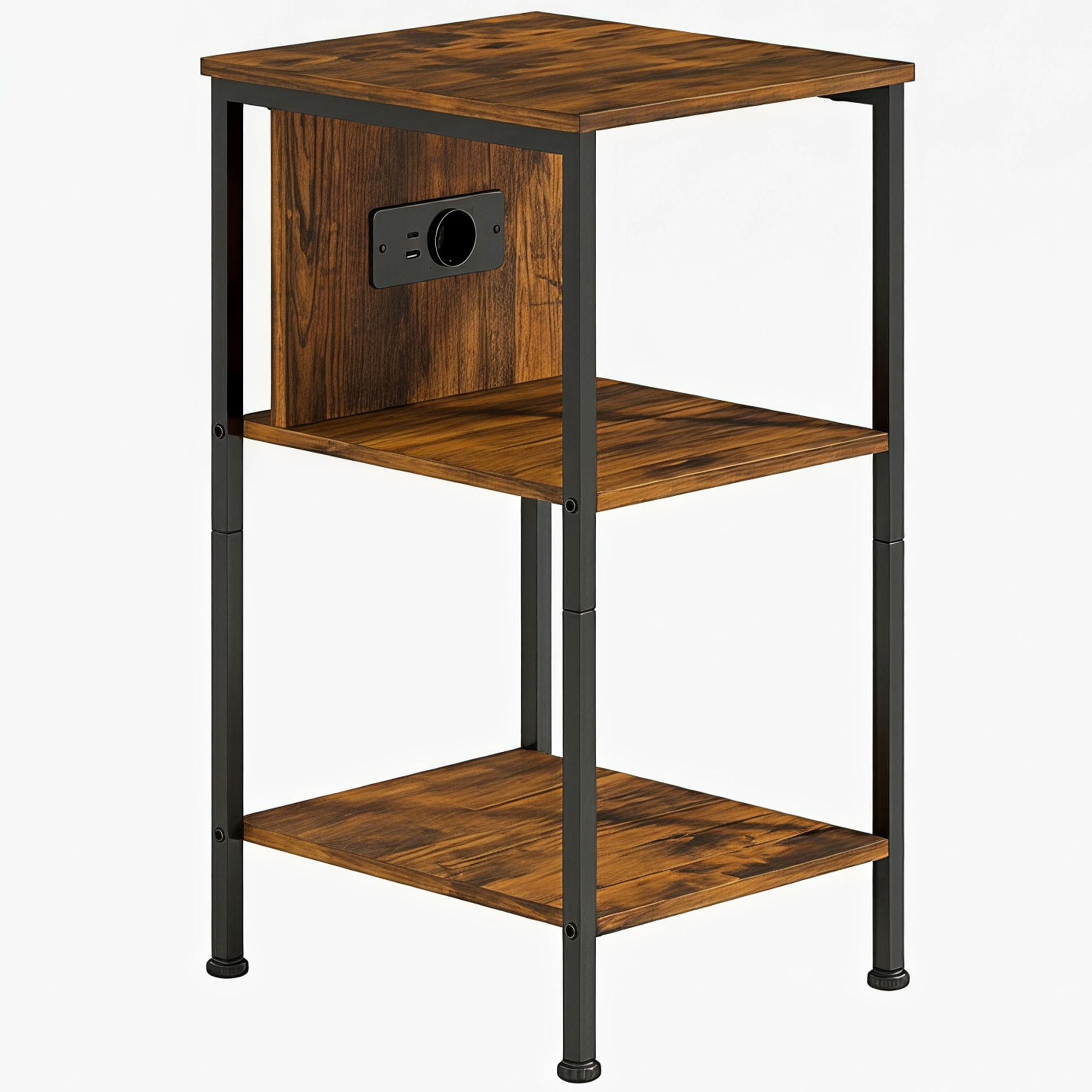 BEISTELLTISCH Spanplatte Stahl Rustikal-Braun - Schwarz/Braun, Holzwerkstoff/Metall (34/30/58cm) - HOMCOM