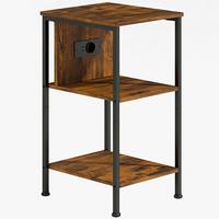 BEISTELLTISCH Spanplatte Stahl Rustikal-Braun - Schwarz/Braun, Holzwerkstoff/Metall (34/30/58cm) - HOMCOM