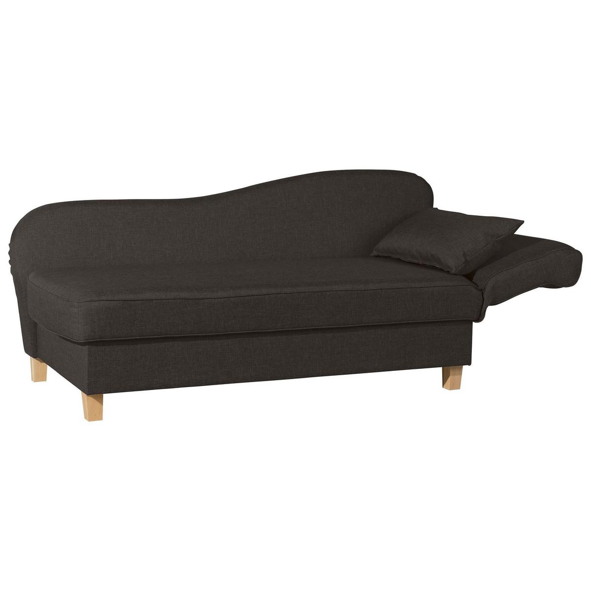 RECAMIERE mit Armteil rechts klappbar Katia Bezug Flachgewebe Buche natur / sckoko - Braun, Kunststoff (190/82/88cm) - 58aufmkessel