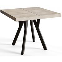 QUADRATISCHER Esstisch ausziehbar – Moderner Wohnzimmertisch und Küchentisch – Tisch mit Holzbeinen, Durchmesser 100 cm - 200 cm - Farbe Sonoma - Schwarz/Braun, Holzwerkstoff (100/100/77cm) - Alpi-Möbel