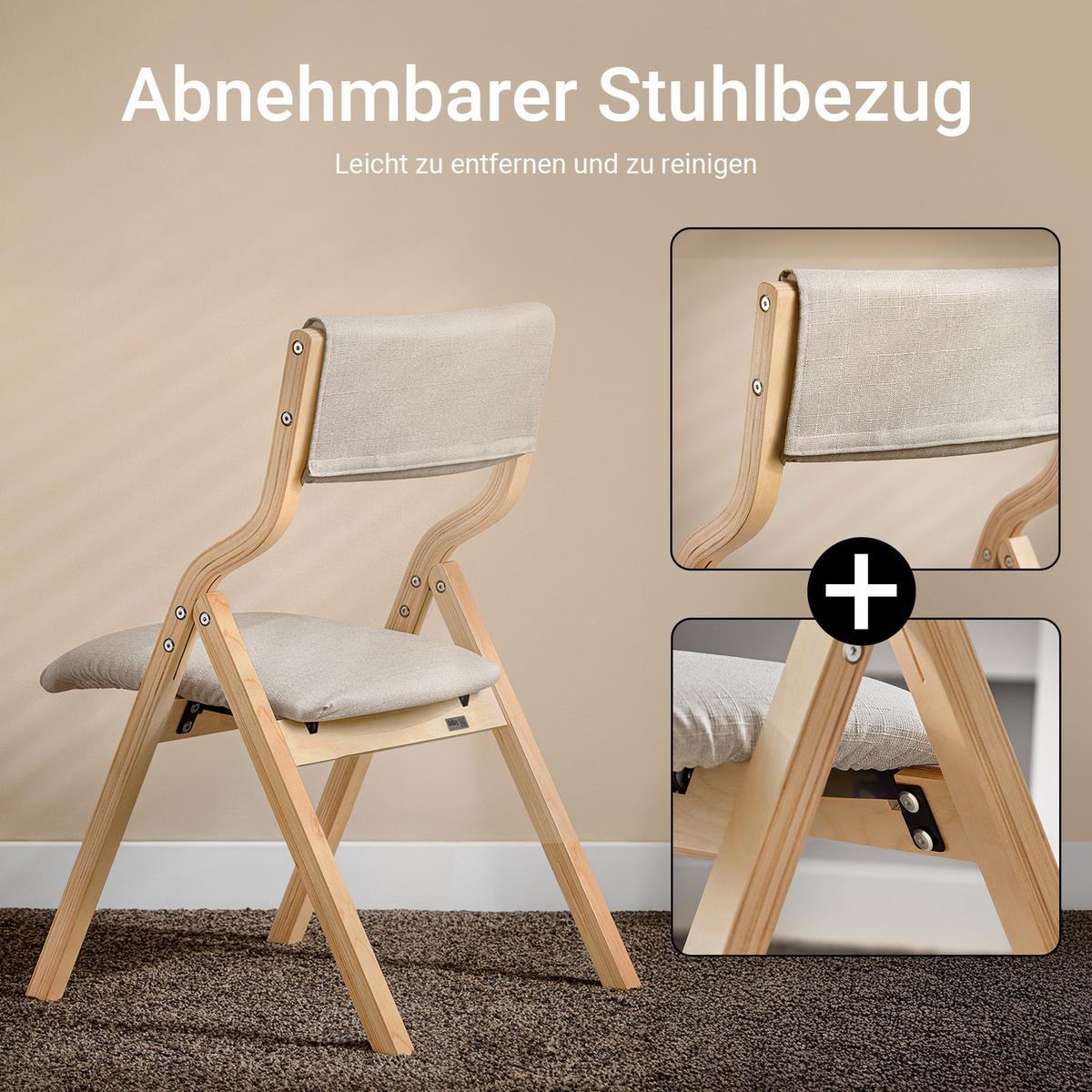 KLAPPSTÜHLEN 2 er set, Grau 48x80x54cm - Grau, Holz/Holzwerkstoff (54/80/48cm) - SoBuy