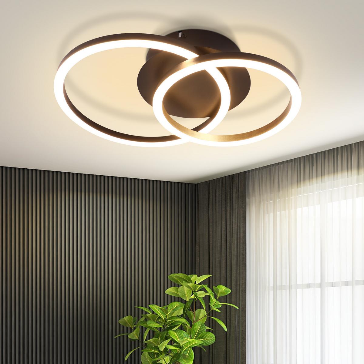 LED-DECKENLEUCHTE Lünen 34.3/25/7.4 cm - Schwarz, Metall (34.3/25/7.4cm) - Nettlife