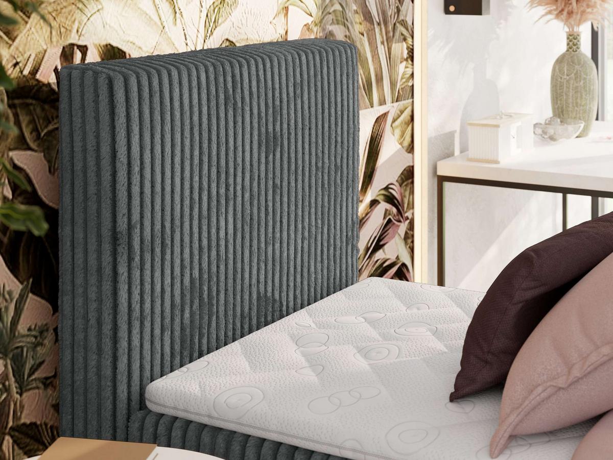 BOXBETT TILIANO 90/200 - Grau Cord - H3 - Visco Topper - Links - Grau, Textil (90/200cm) - MKS