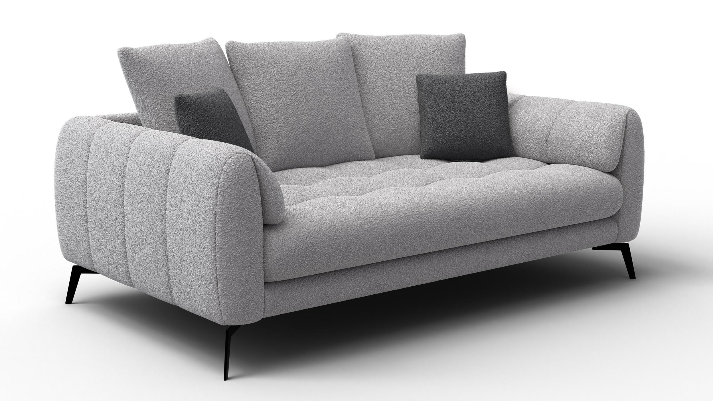 SOFA CALME 2,5-Sitzer, hellgrau - Hellgrau/Schwarz, Holz/Textil (199/92/108cm) - Wozimo