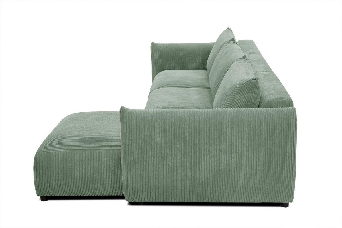 ECKSOFA TAUER 5-Sitzer, mintgrün - Schwarz/Mintgrün, Holzwerkstoff/Kunststoff (294/173cm) - Wozimo