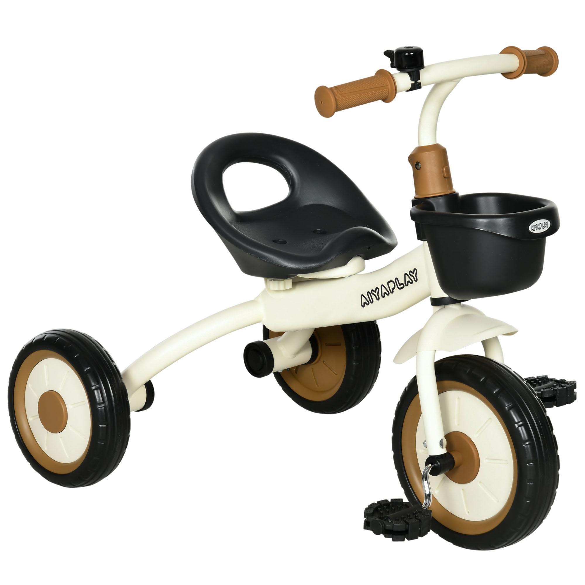 DREIRAD, Kinderfahrrad mit verstellbarer Sitz, Kinderrad für Kinder 2-5 Jahre - Weiß, Metall (70.5/53/58cm) - AIYAPLAY