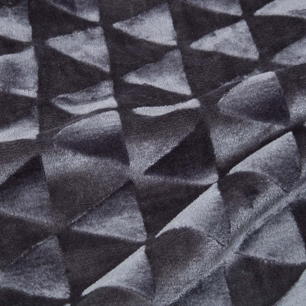 KUSCHELDECKE Sherpa 200/230 cm, Samtdecke mit Dreieckmuster - Dunkelgrau, Textil (200/230cm) - Homescapes