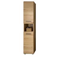HOCHSCHRANK Eiche Artisan, Badschrank 30 x 185 cm, 7 Fächer, Türanschlag wechselbar - Schwarz/Eiche Artisan, Holzwerkstoff/Kunststoff (30/185/30cm) - Inn.Furn